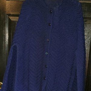 Blue Knit Poncho